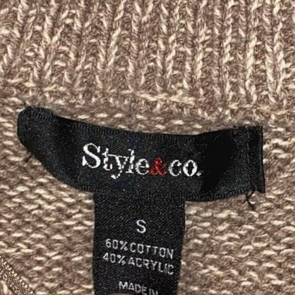 Style & Co Brown Cable Knit Sweater Cardigan Size Small - Picture 9 of 9